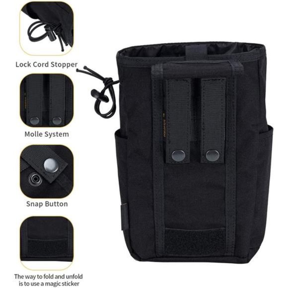 Molle Dump Pouch Drawstring Magazine Utility Pouch Folding Dump Pouch Waist Bag - Picture 5 of 6